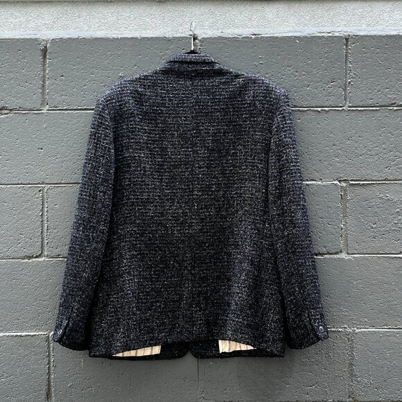 Vintage 90s Cosi L'Uomo B&W Wool Blend Boucle Blazer Jacket Sports Coat Size 44R - Picture 6 of 7